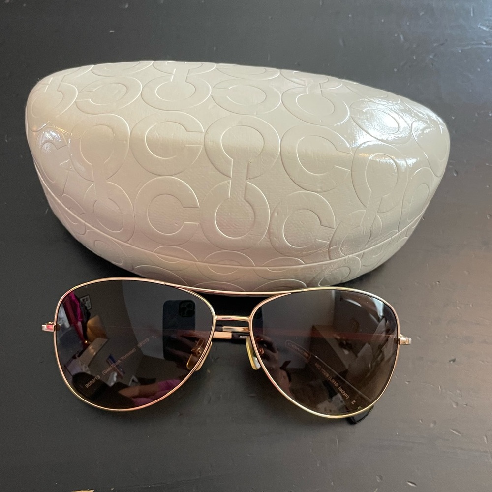 Gold/Dark Tortoise Coach Aviator Sunglasses